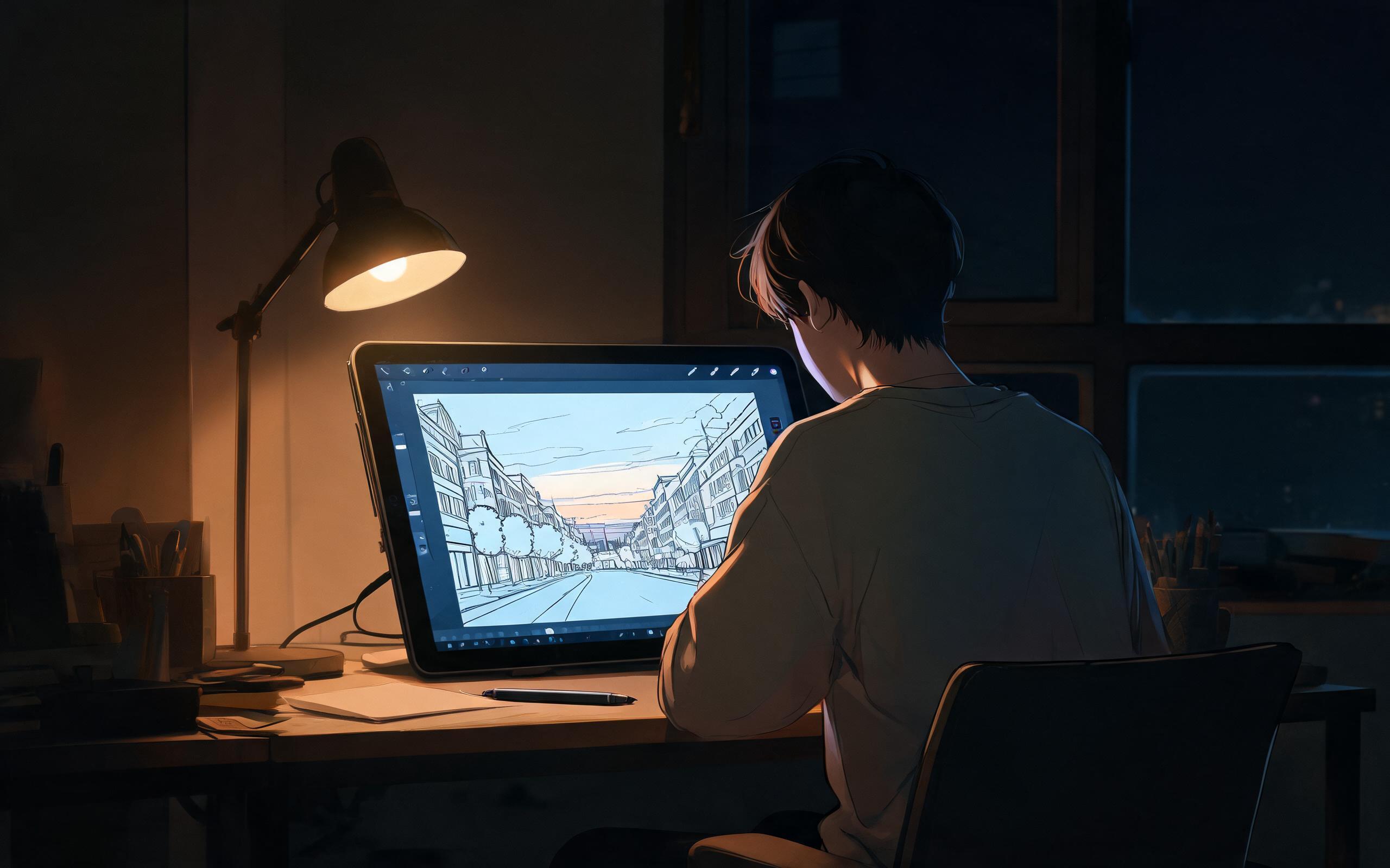 对话条漫背景师：观众三秒划走的一格，他在夜里画了八个小时